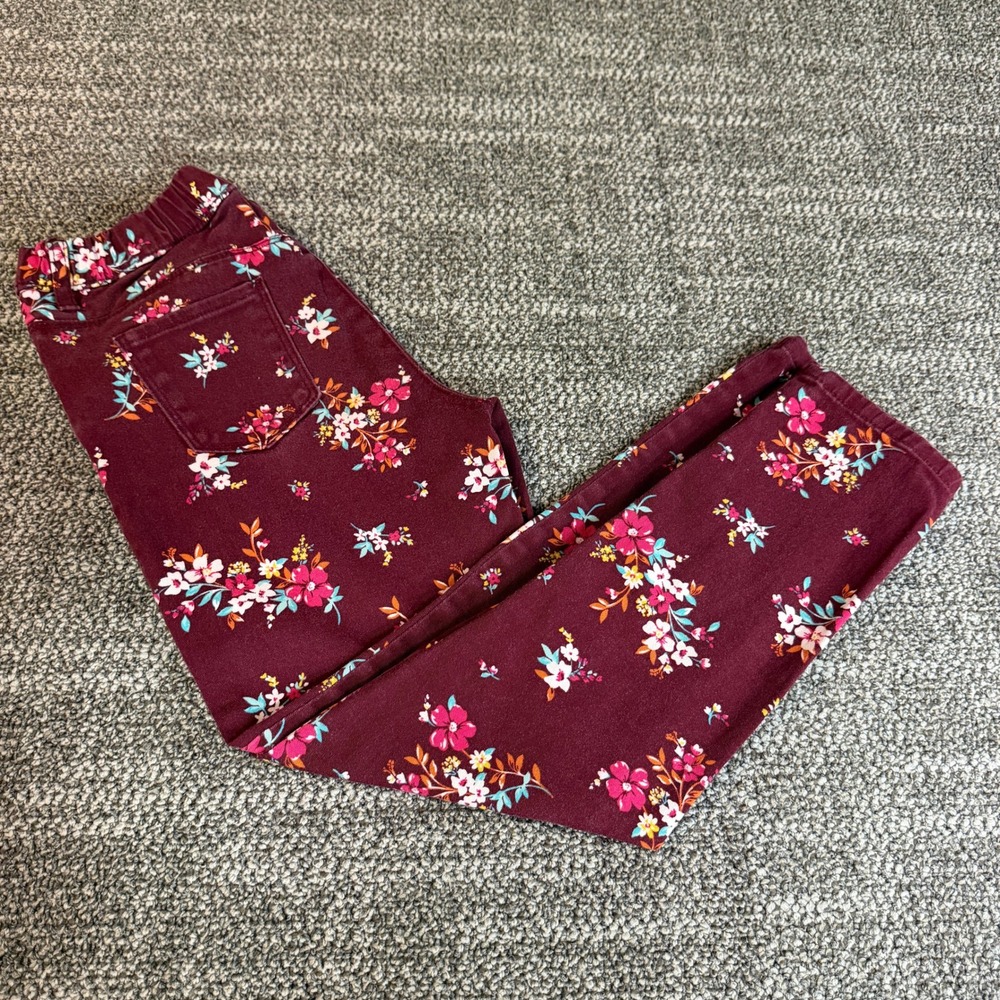 Carters Girls Burgundy Floral Jegging Pants Maroon Size 7 - Picture 4 of 6